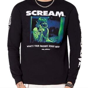 Scream SM "What's Your Favorite Scary Movie" Black Long Sleeve Graphic Tee